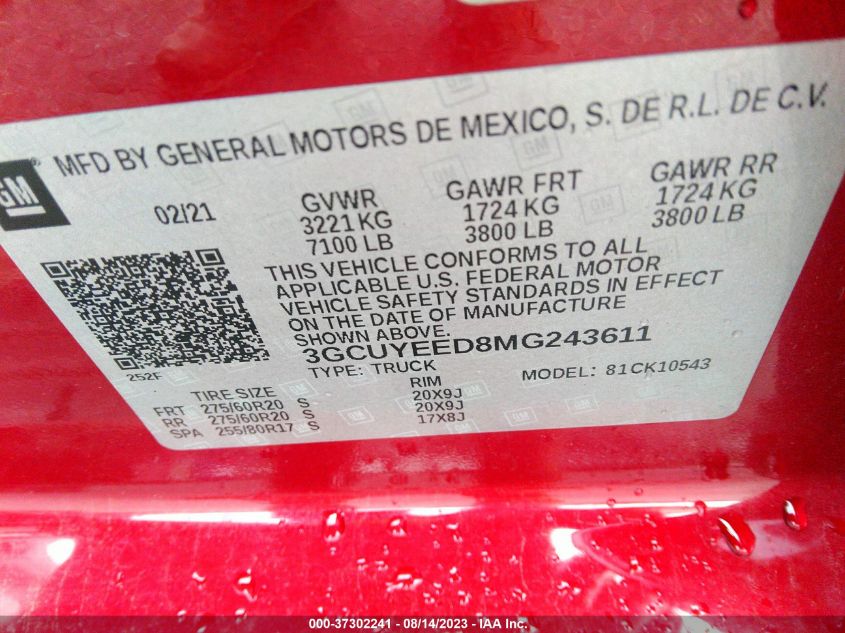 2021 CHEVROLET SILVERADO 1500 RST - 3GCUYEED8MG243611