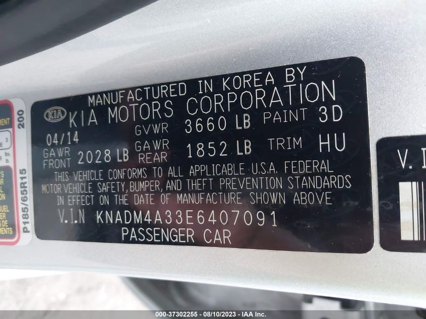 2014 KIA RIO LX - KNADM4A33E6407091