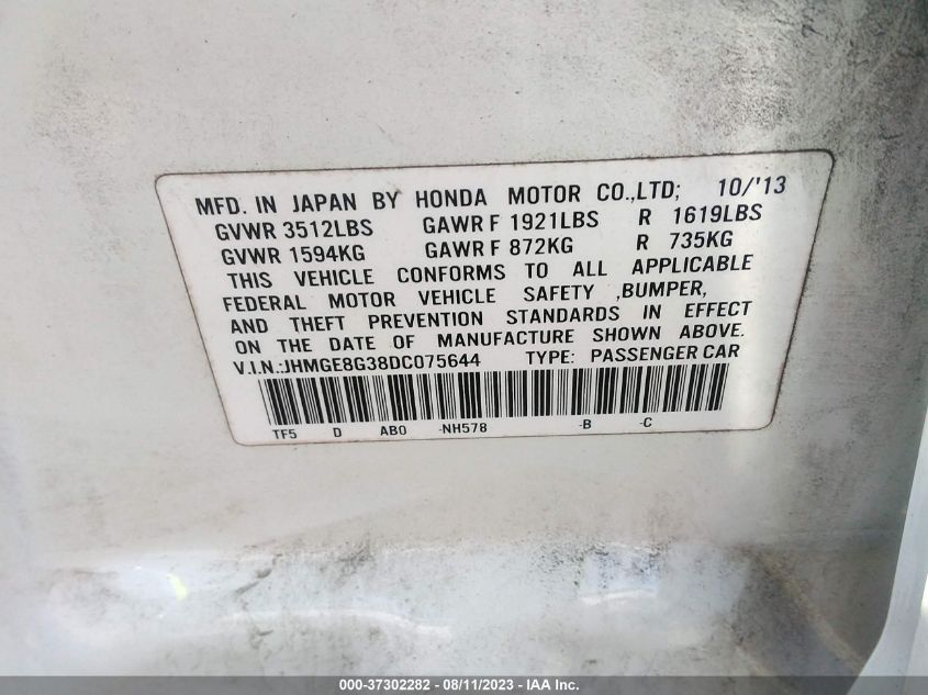 2013 HONDA FIT - JHMGE8G38DC075644