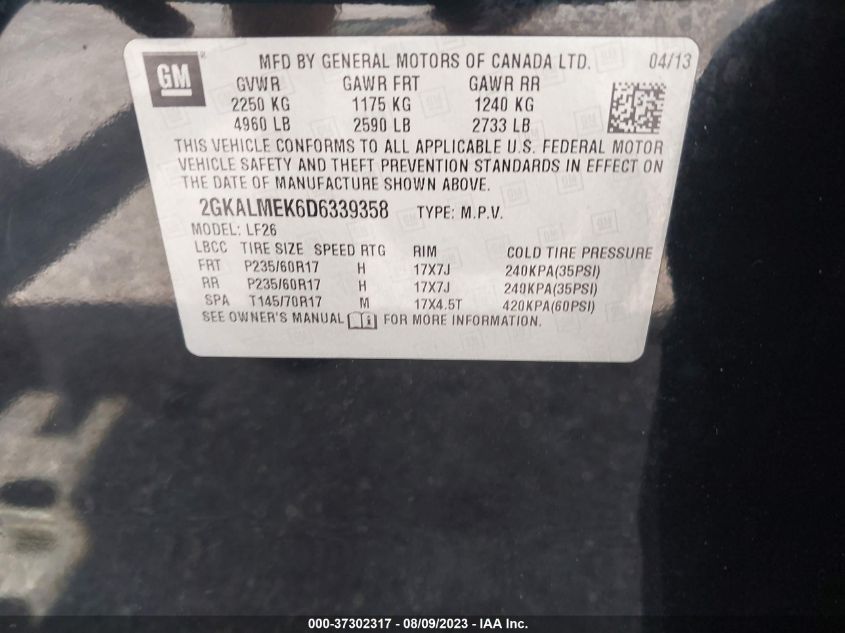 2013 GMC TERRAIN SLE - 2GKALMEK6D6339358