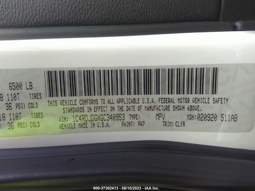 2016 DODGE DURANGO LIMITED - 1C4RDJDGXGC340953