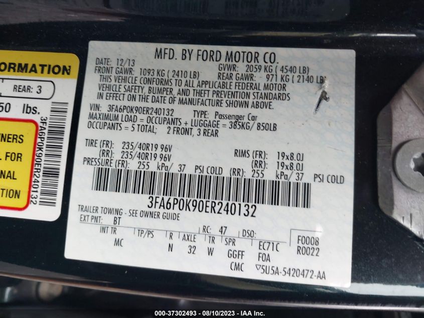 2014 FORD FUSION TITANIUM - 3FA6P0K90ER240132