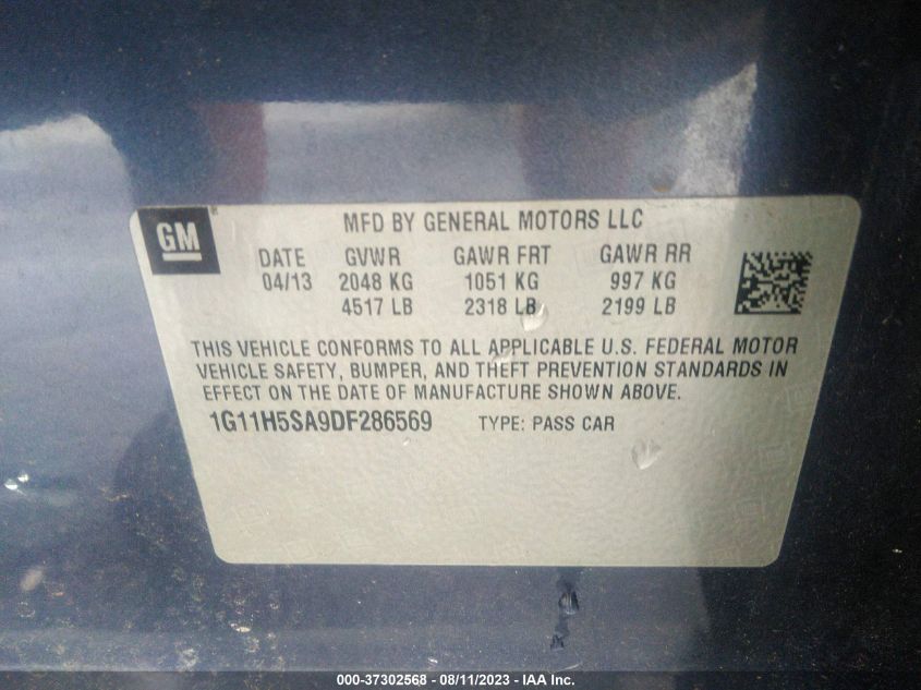 2013 CHEVROLET MALIBU LTZ - 1G11H5SA9DF286569
