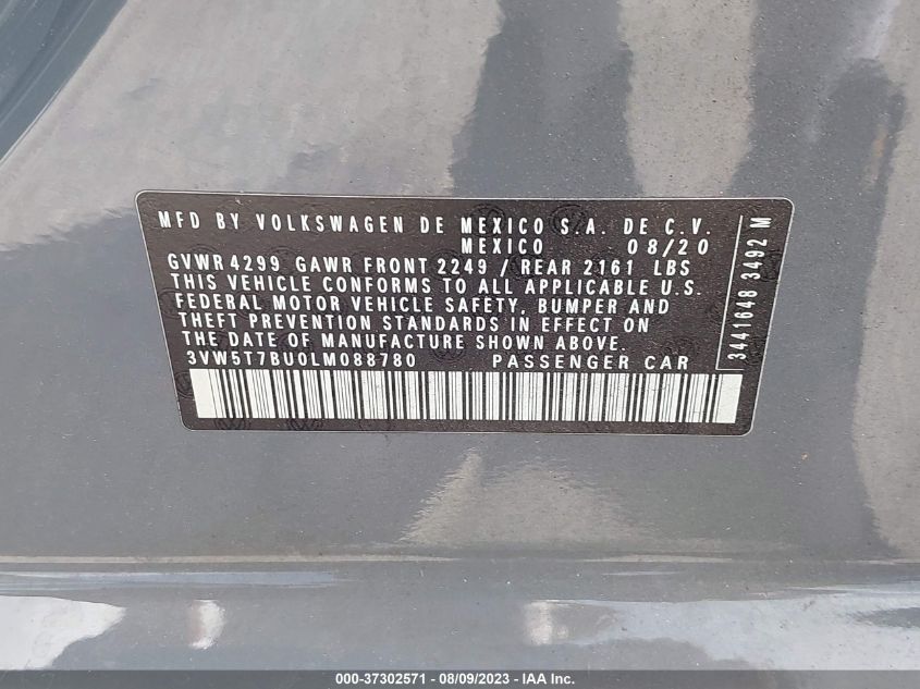 2020 VOLKSWAGEN JETTA GLI S/AUTOBAHN - 3VW5T7BU0LM088780