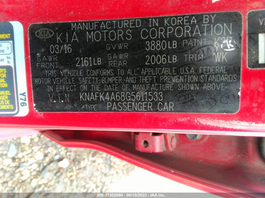 2016 KIA FORTE LX - KNAFK4A68G5611533