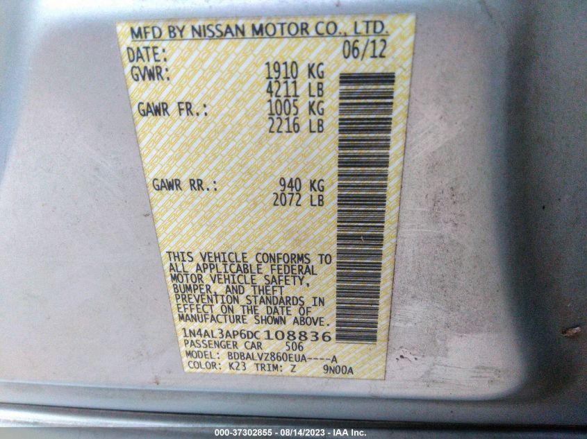 2013 NISSAN ALTIMA 2.5 SL - 1N4AL3AP6DC108836
