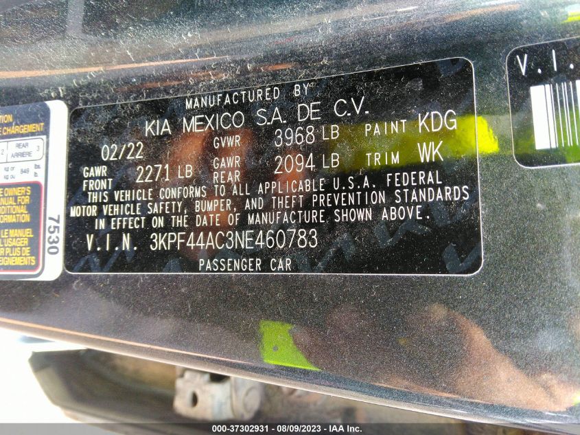 2022 KIA FORTE GT - 3KPF44AC3NE460783