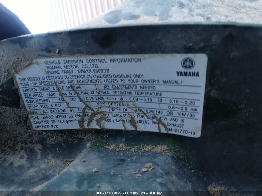 2008 YAMAHA YFM700 FWA - JY4AM15Y18C001096