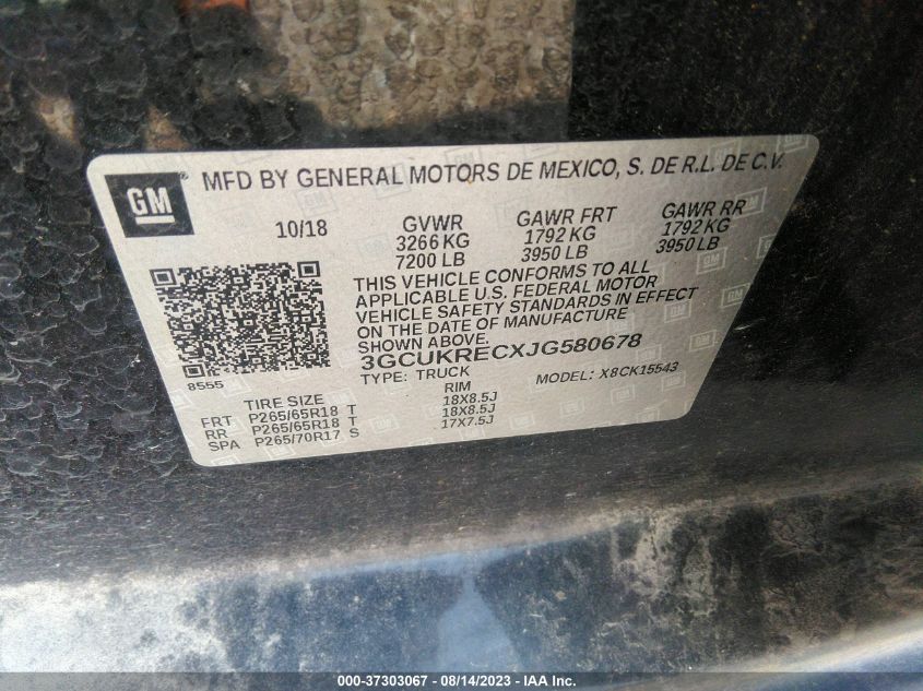 2018 CHEVROLET SILVERADO 1500 LT - 3GCUKRECXJG580678