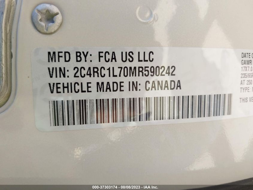 2C4RC1L70MR590242 2021 CHRYSLER PACIFICA, photo no. 9