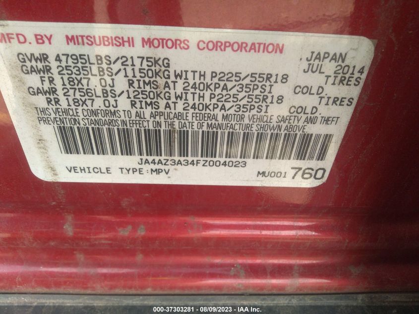 2015 MITSUBISHI OUTLANDER SE - JA4AZ3A34FZ004023