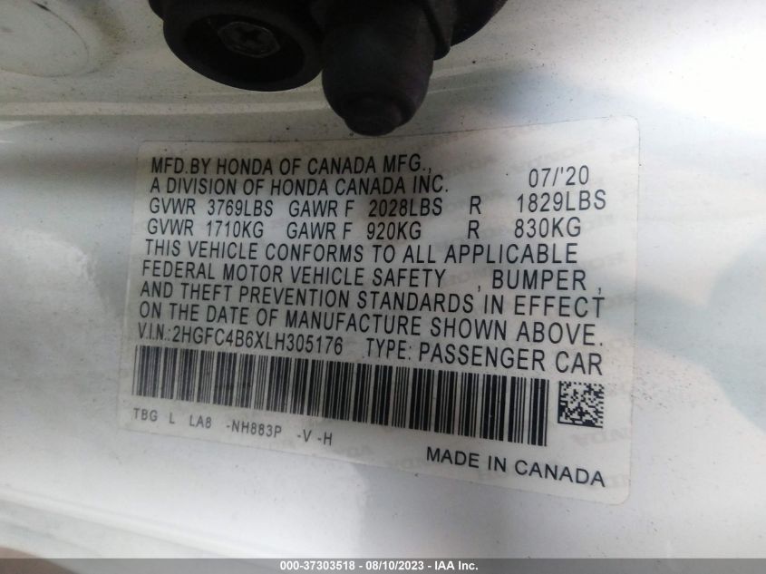 2020 HONDA CIVIC COUPE LX - 2HGFC4B6XLH305176