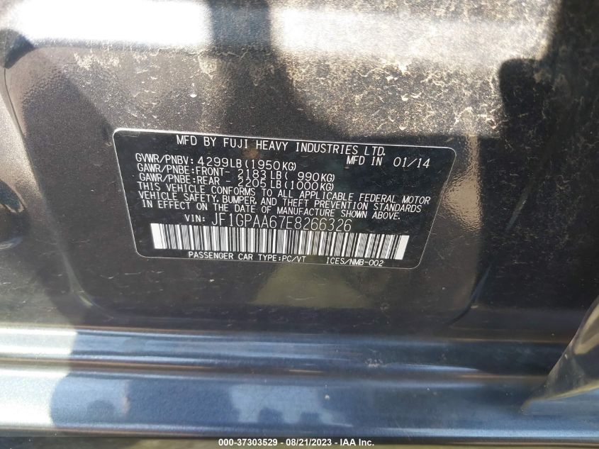 2014 SUBARU IMPREZA WAGON 2.0I - JF1GPAA67E8266326