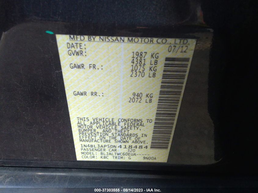 2013 NISSAN ALTIMA 3.5 SV - 1N4BL3AP5DN418484