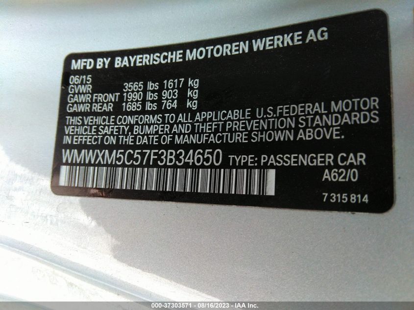2015 MINI COOPER HARDTOP - WMWXM5C57F3B34650