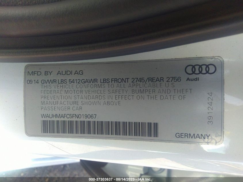 2015 AUDI A6 3.0L TDI PRESTIGE - WAUHMAFC5FN019067