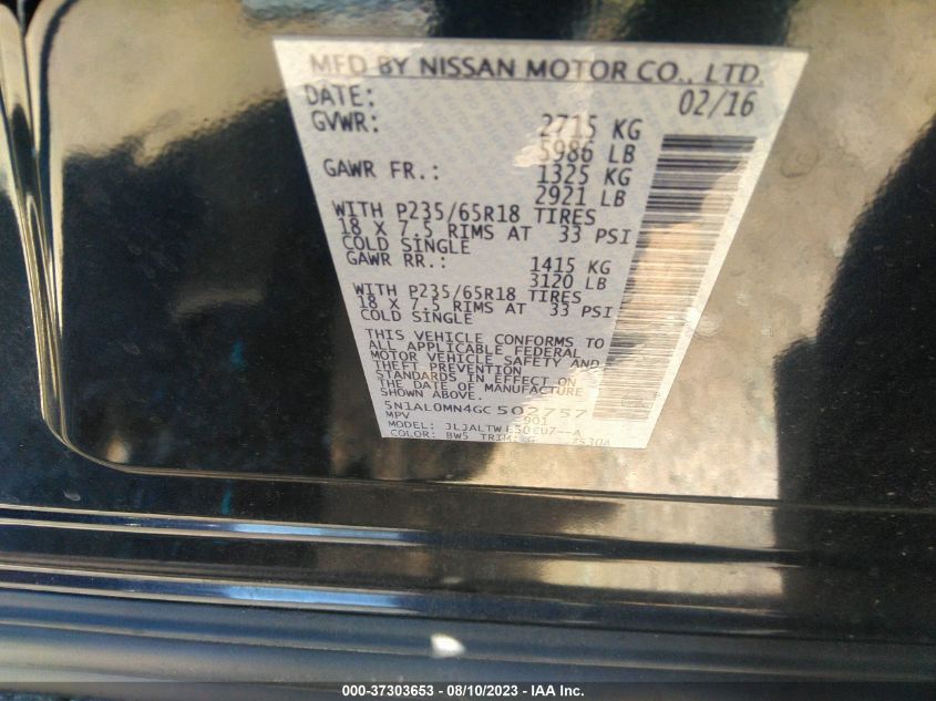 2016 INFINITI QX60 - 5N1AL0MN4GC502757