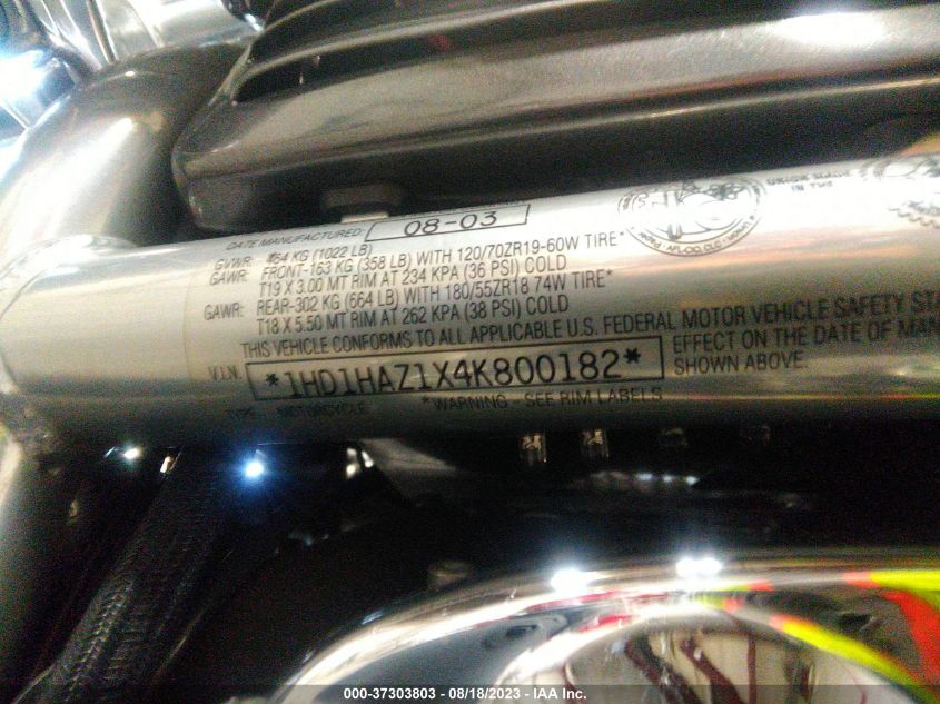 2004 HARLEY-DAVIDSON VRSCA 1HD1HAZ1X4K800182