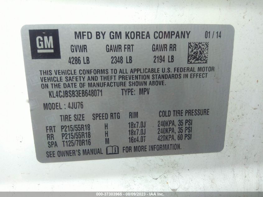 2014 BUICK ENCORE CONVENIENCE - KL4CJBSB3EB648071