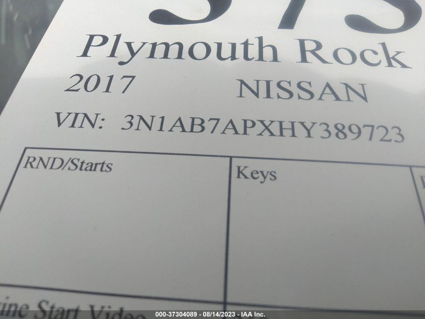 2017 NISSAN SENTRA SV - 3N1AB7APXHY389723