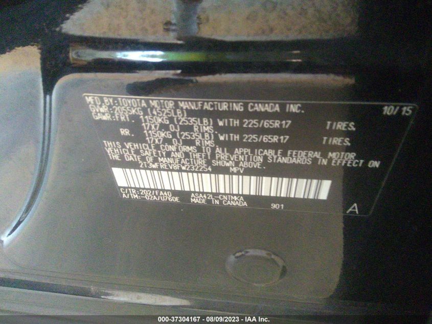 2015 TOYOTA RAV4 XLE - 2T3WFREV8FW232254