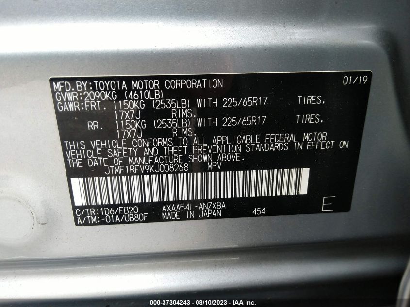 2019 TOYOTA RAV4 LE - JTMF1RFV9KJ008268
