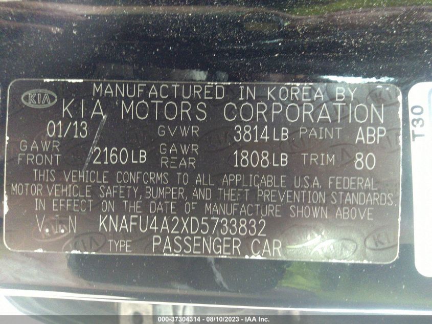 2013 KIA FORTE EX - KNAFU4A2XD5733832