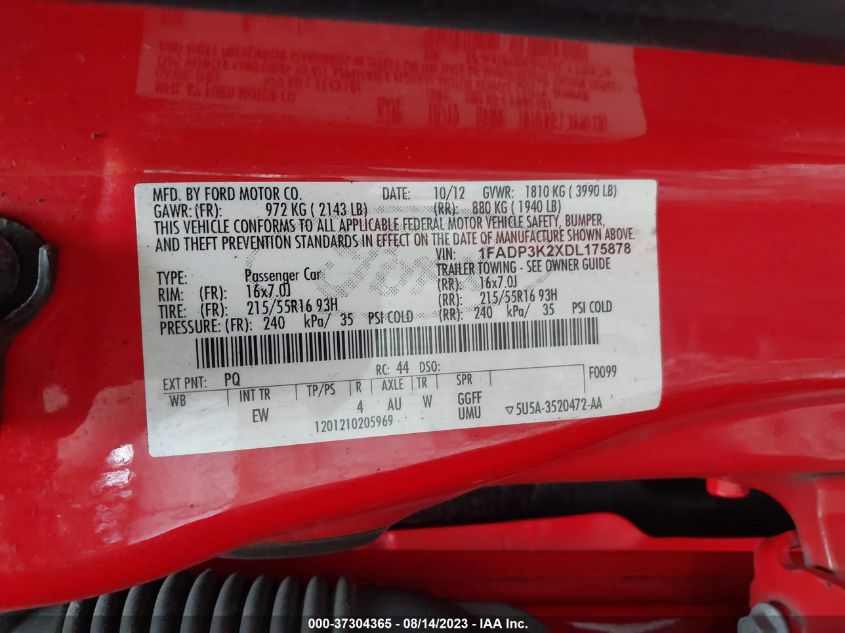 2013 FORD FOCUS SE - 1FADP3K2XDL175878