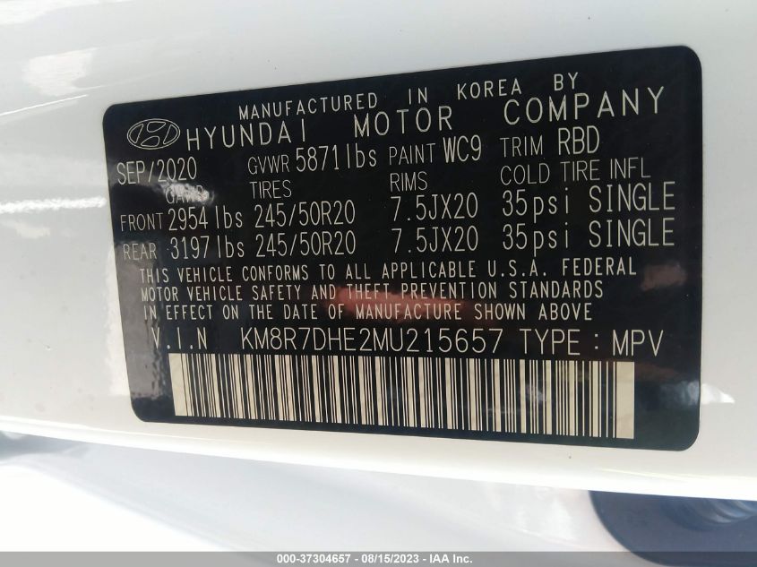 2021 HYUNDAI PALISADE CALLIGRAPHY - KM8R7DHE2MU215657