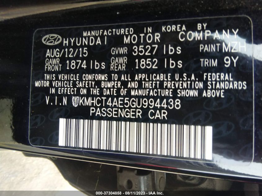 2016 HYUNDAI ACCENT SE - KMHCT4AE5GU994438