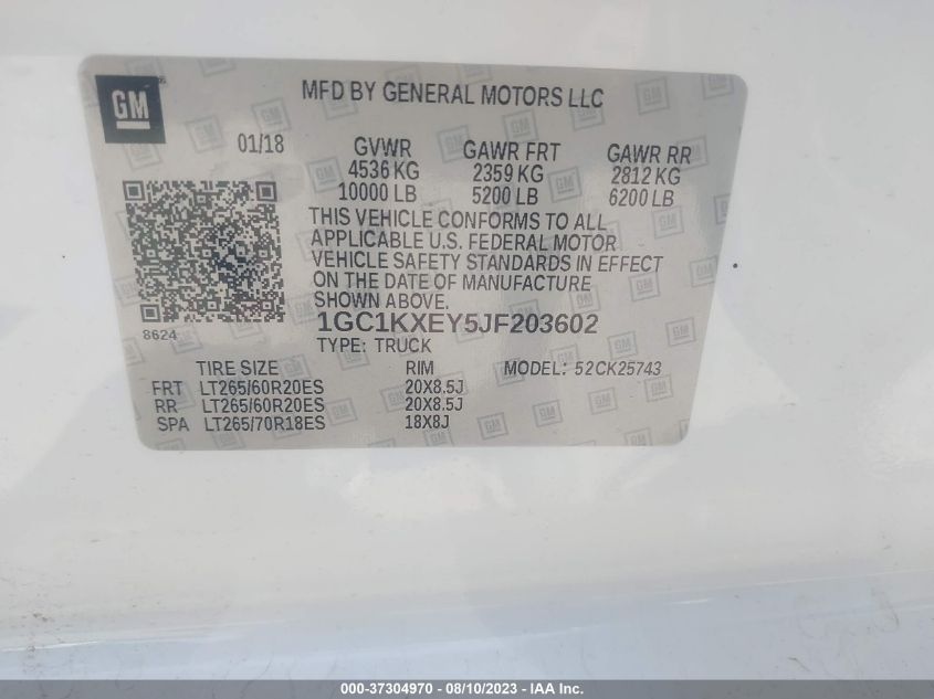 2018 CHEVROLET SILVERADO 2500HD HIGH COUNTRY - 1GC1KXEY5JF203602
