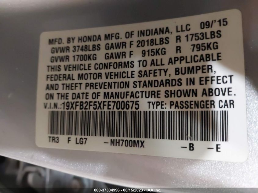 2015 HONDA CIVIC SEDAN LX - 19XFB2F5XFE700675