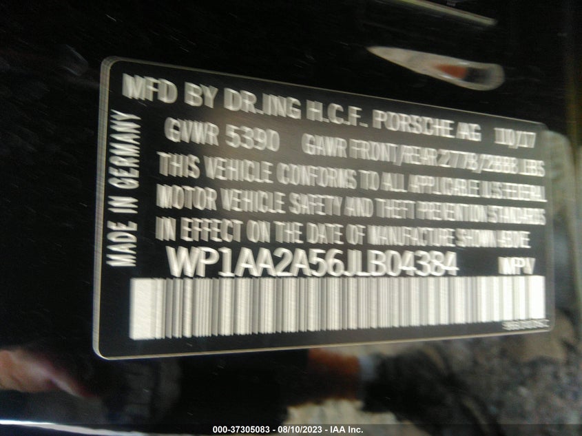 VIN WP1AA2A56JLB04384 2018 PORSCHE MACAN