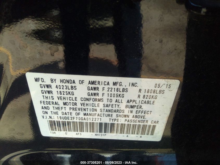 2016 ACURA ILX W - 19UDE2F70GA012271