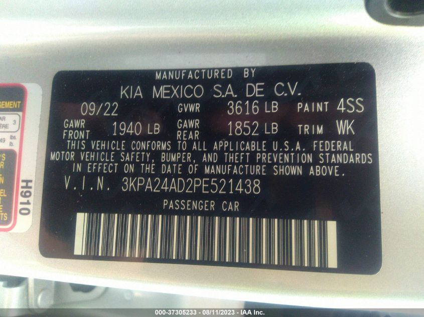 3KPA24AD2PE521438 Kia Rio S 9