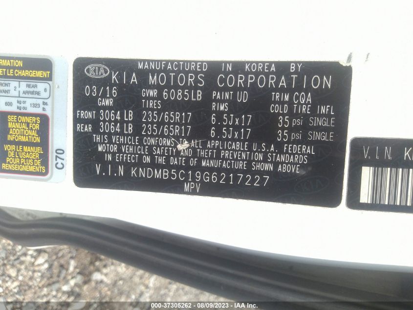 2016 KIA SEDONA LX - KNDMB5C19G6217227