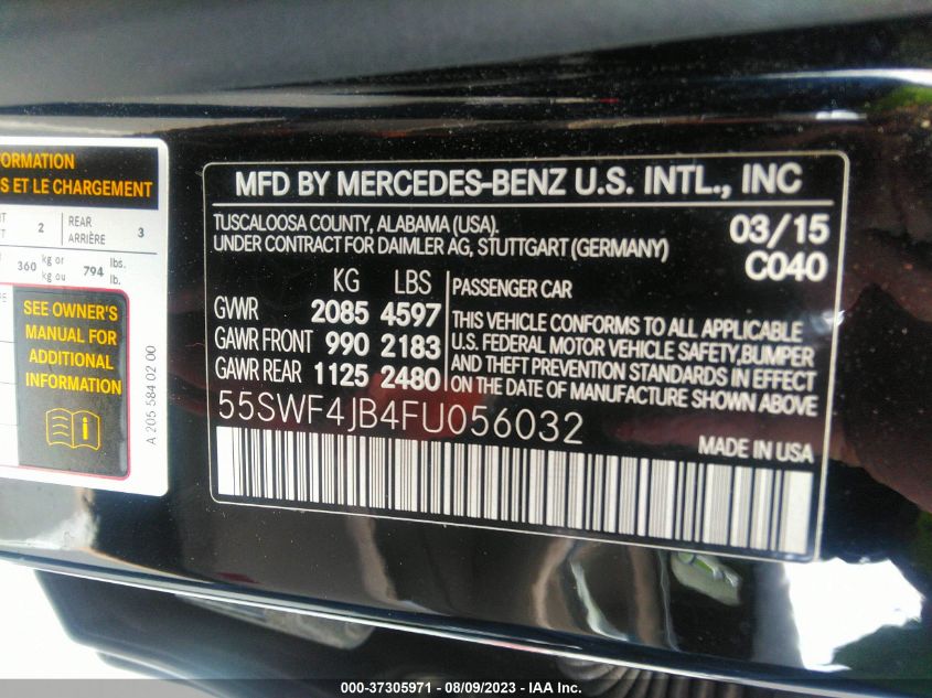 2015 MERCEDES-BENZ C-CLASS C 300 - 55SWF4JB4FU056032