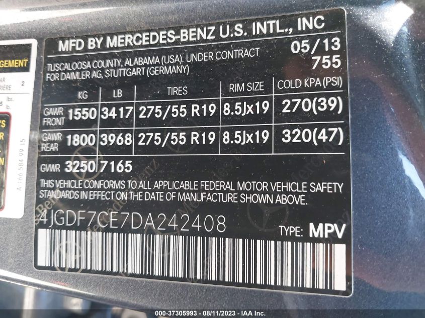 2013 MERCEDES-BENZ GL-CLASS GL 450 - 4JGDF7CE7DA242408