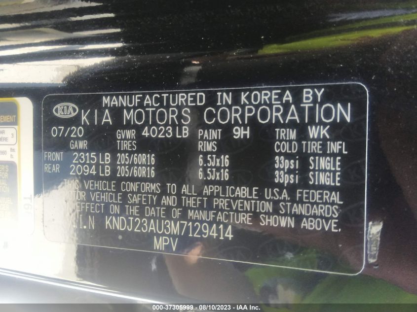 2021 KIA SOUL S - KNDJ23AU3M7129414