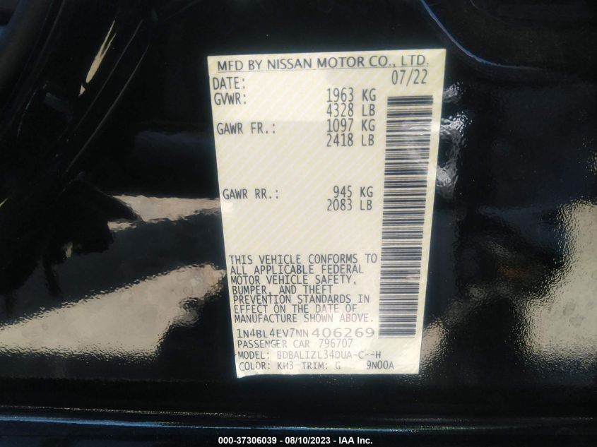 2022 NISSAN ALTIMA 2.5 SL - 1N4BL4EV7NN406269
