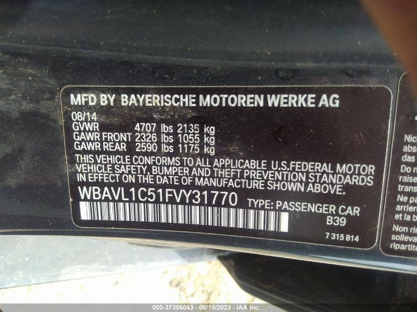 2015 BMW X1 XDRIVE28I - WBAVL1C51FVY31770