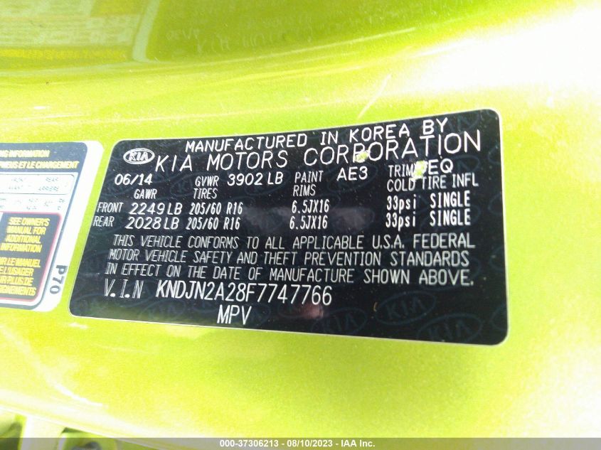2015 KIA SOUL BASE - KNDJN2A28F7747766
