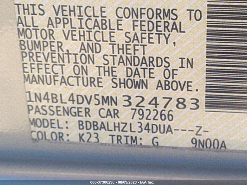 2021 NISSAN ALTIMA 2.5 SV - 1N4BL4DV5MN324783