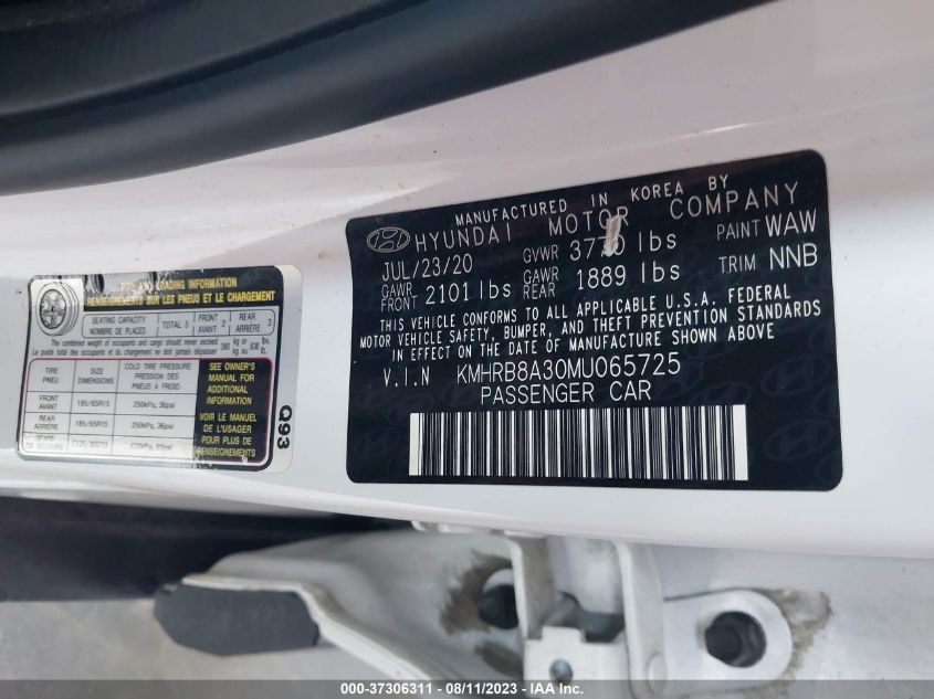2021 HYUNDAI VENUE SE - KMHRB8A30MU065725