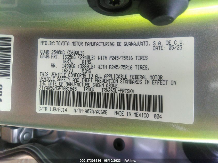 2023 TOYOTA TACOMA 2WD SR/SR5 - 3TYAX5GN3PT081845