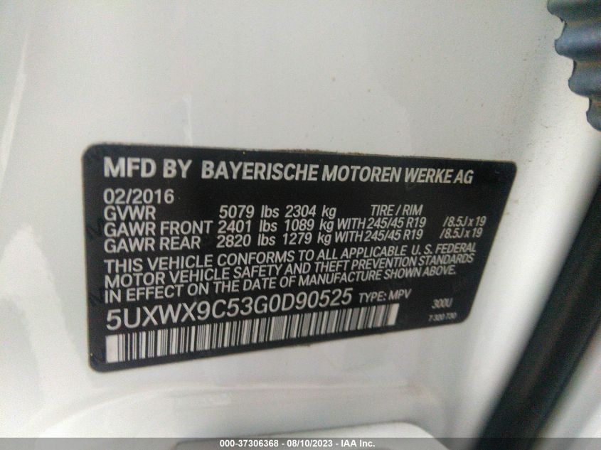 5UXWX9C53G0D90525 2016 BMW X3, photo no. 9