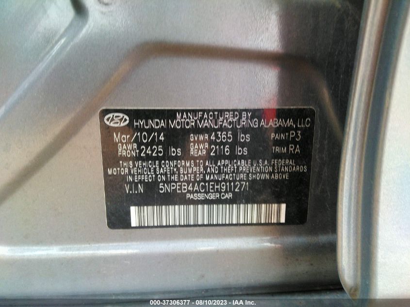 2014 HYUNDAI SONATA GLS - 5NPEB4AC1EH991271