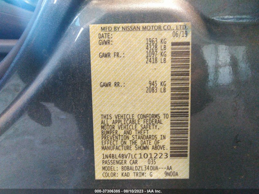 2020 NISSAN ALTIMA 2.5 S - 1N4BL4BV7LC101223