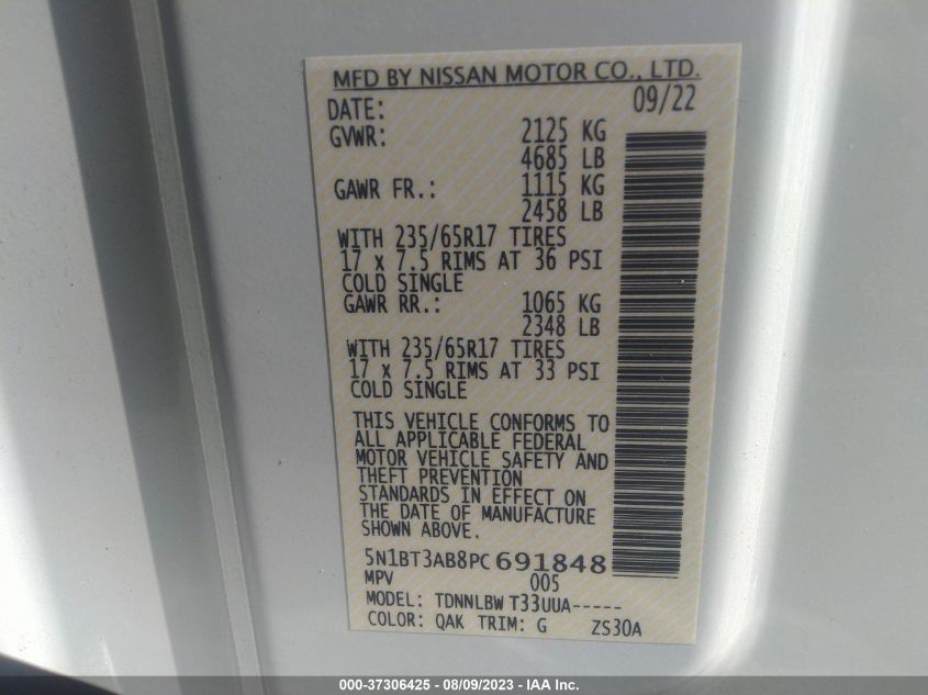 2023 NISSAN ROGUE S - 5N1BT3AB8PC691848