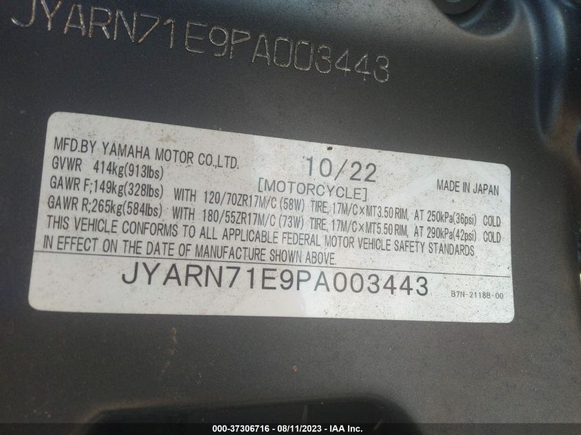 2023 YAMAHA MT09 JYARN71E9PA003443